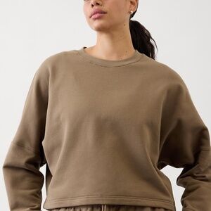 NWT Athleta Easy Fleece Dolman Crop Sweatshirt Size XS Clay Brown Neutral